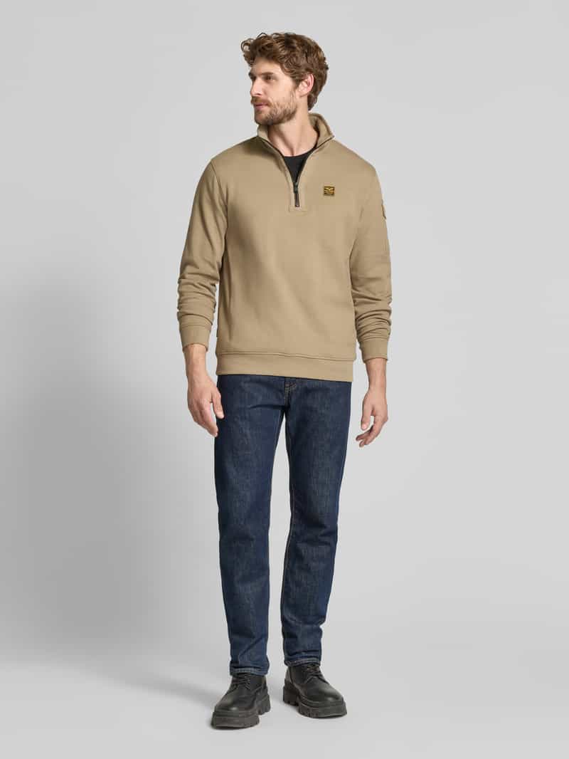 PME Legend Regular fit sweatshirt katoenmix met schipperskraag zand, foto 5