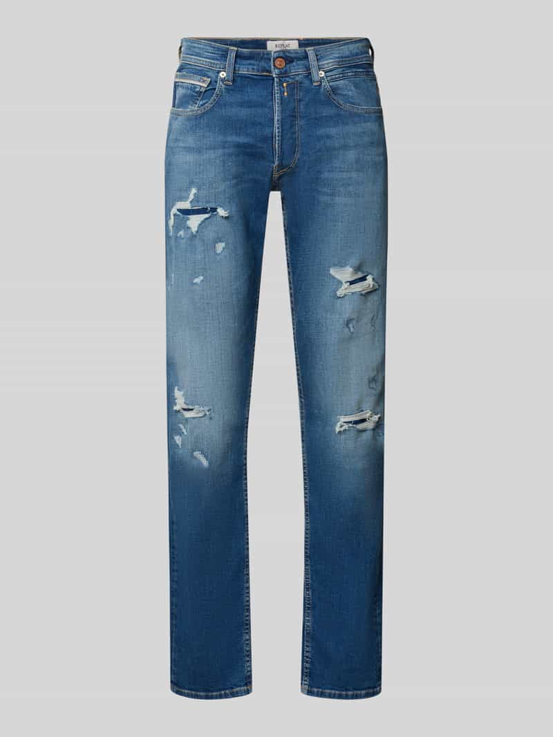 straight fit jeans in destroyed-look model 'Grover'