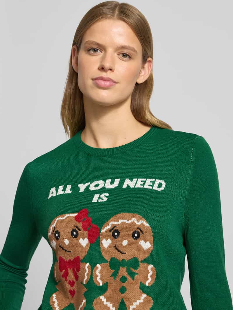 Only Regular fit kersttrui met opschrift model 'XMAS GINGERBREAD'