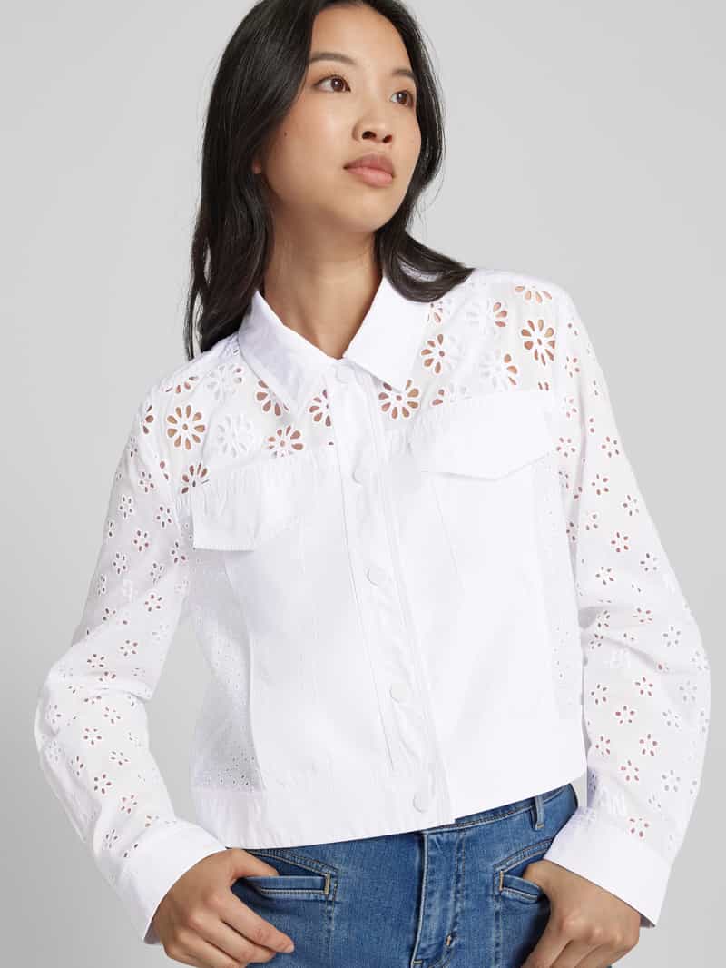 Marc Cain Korte overhemdblouse met ajourpatroon