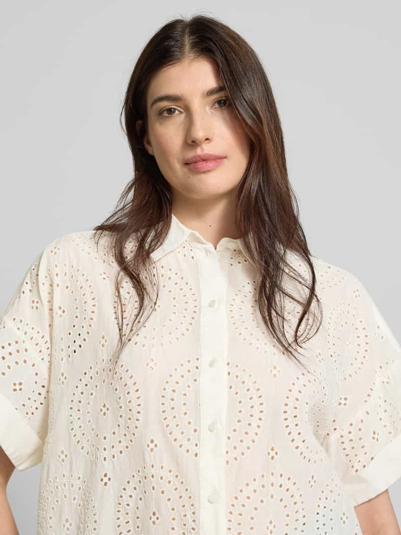Boss Orange Overhemdblouse met broderie anglaise model 'Bisenas'