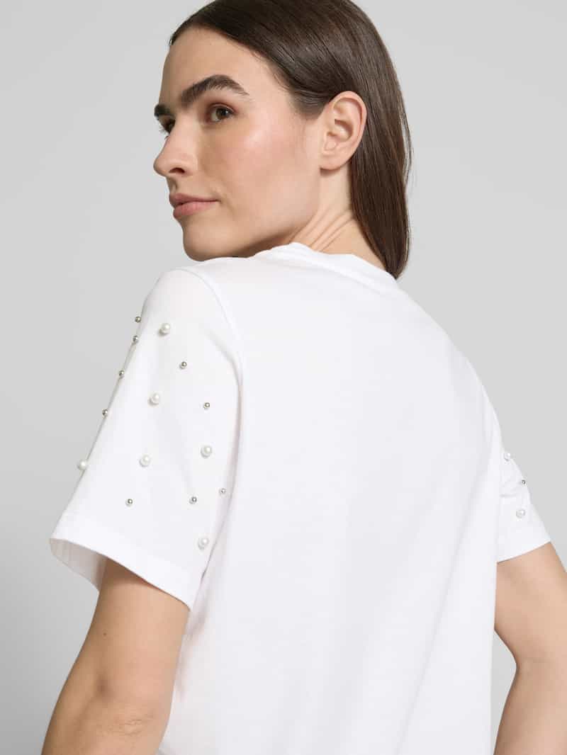 s.Oliver RED LABEL Relaxed fit T-shirt van puur katoen met sierparels