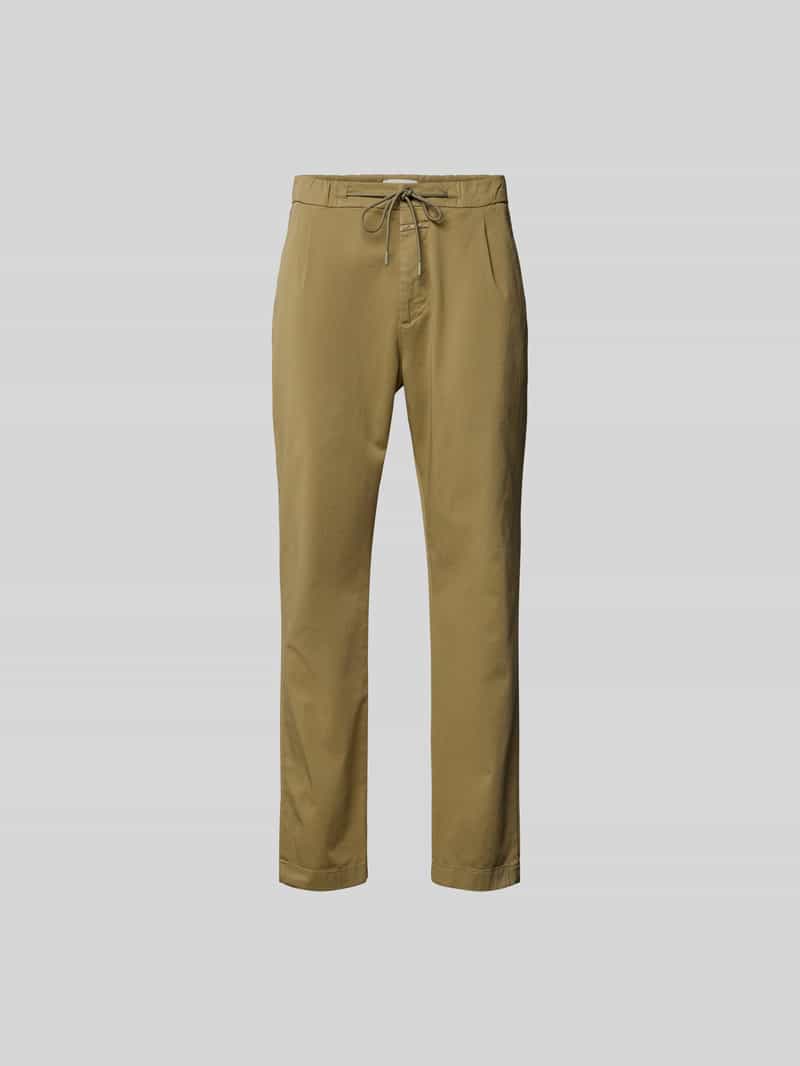 Regular fit stoffen broek met labeldetail