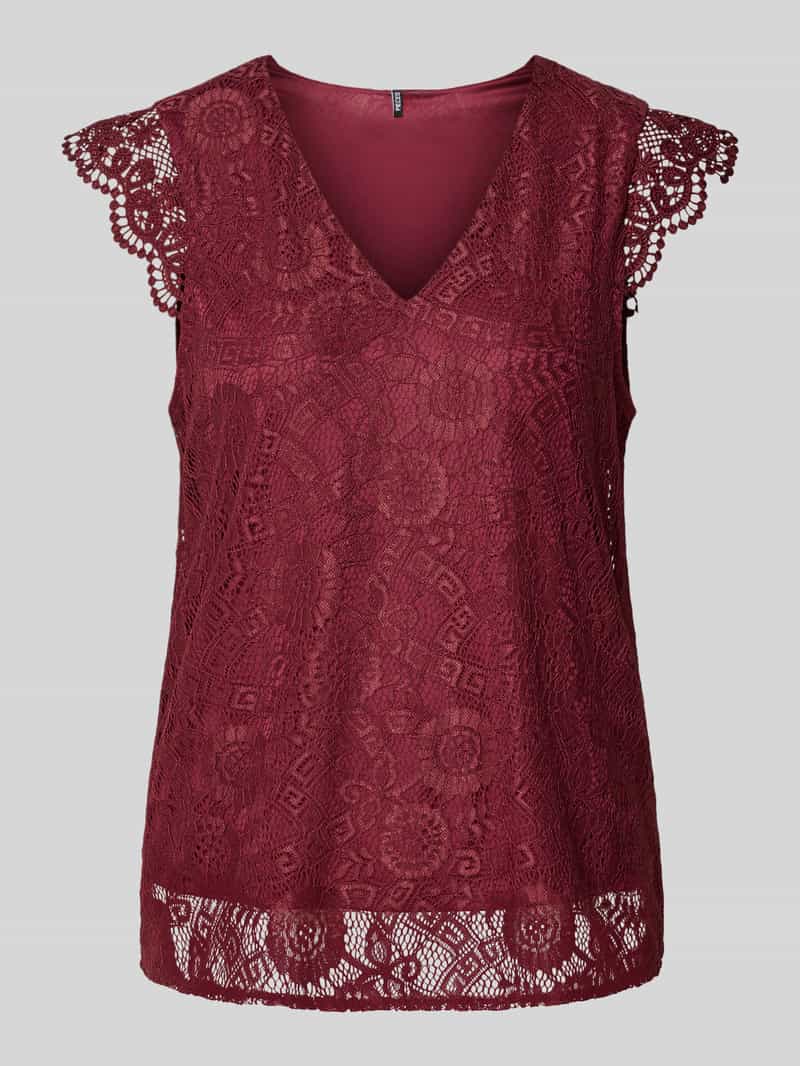 Pieces Regular fit blouseshirt met kant model 'OLLINE'