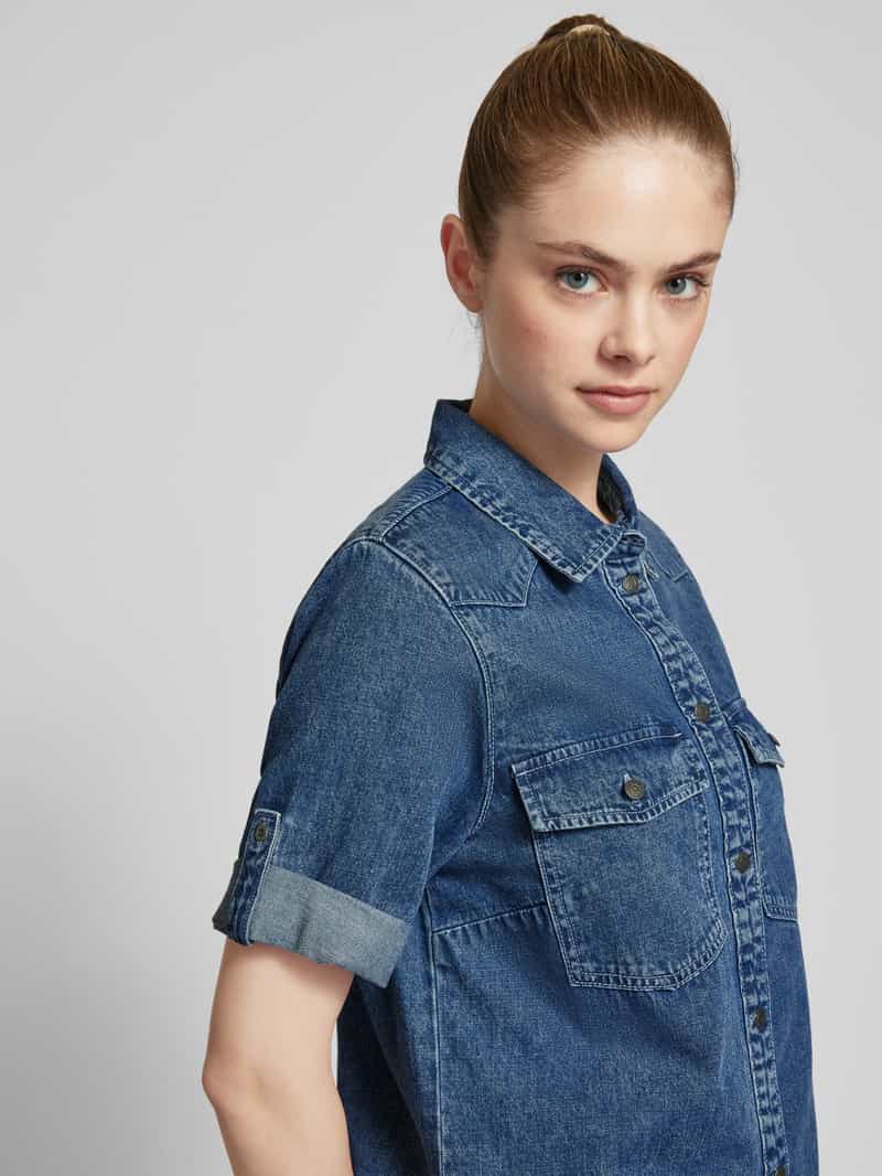 Noisy May Jeansjurk met paspelzakken op de borst model 'NEW SIGNE'