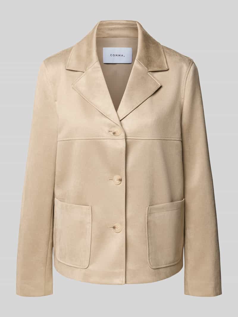 Comma Regular fit blazer in leerlook met opgestikte zakken