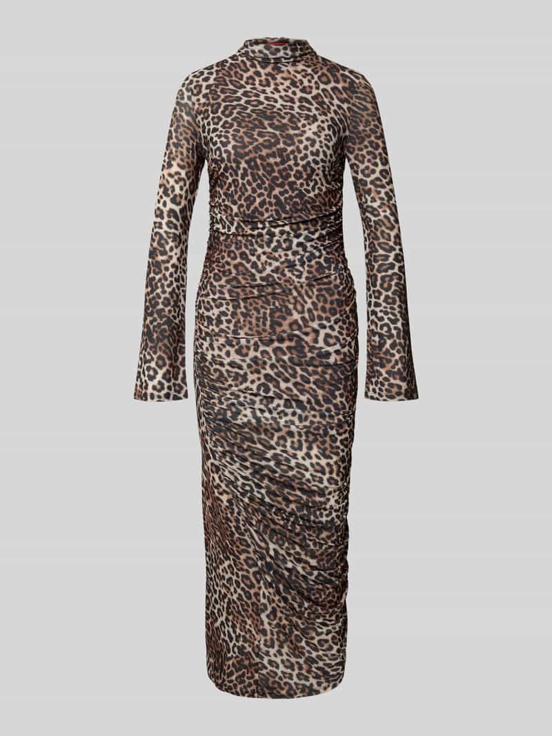 HUGO Slim fit midi-jurk van elastische mesh-crêpe