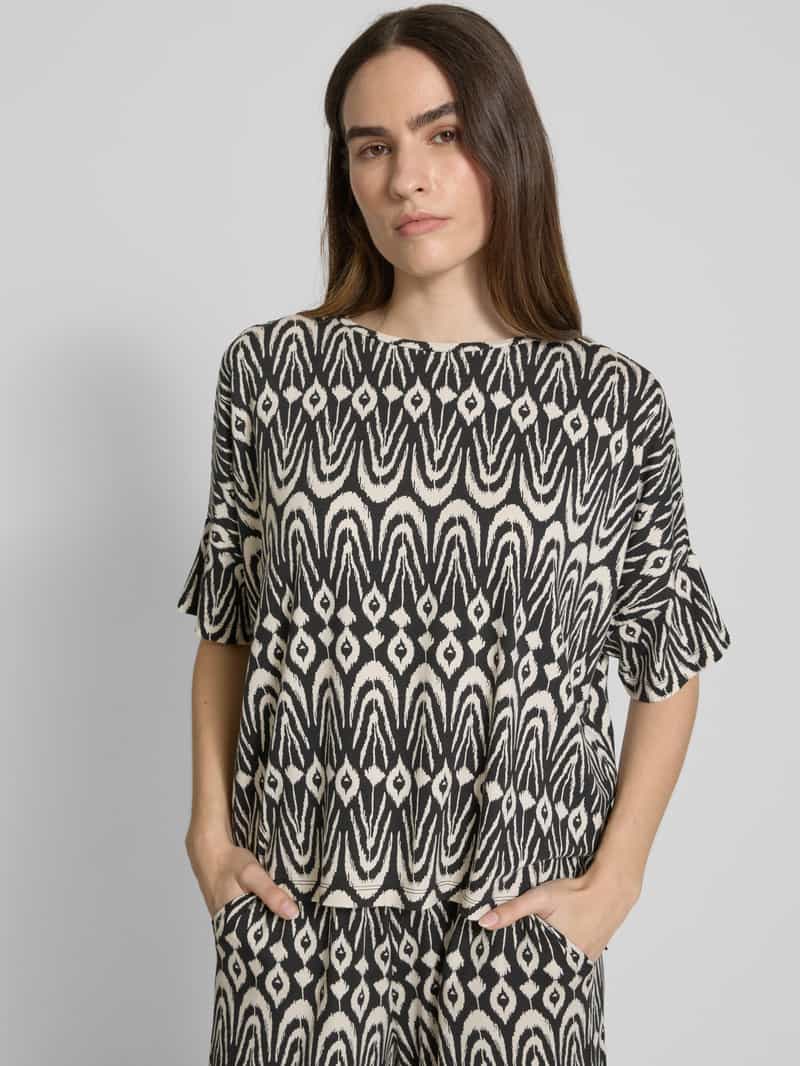 Christian Berg Woman T-shirt met geribde ronde hals