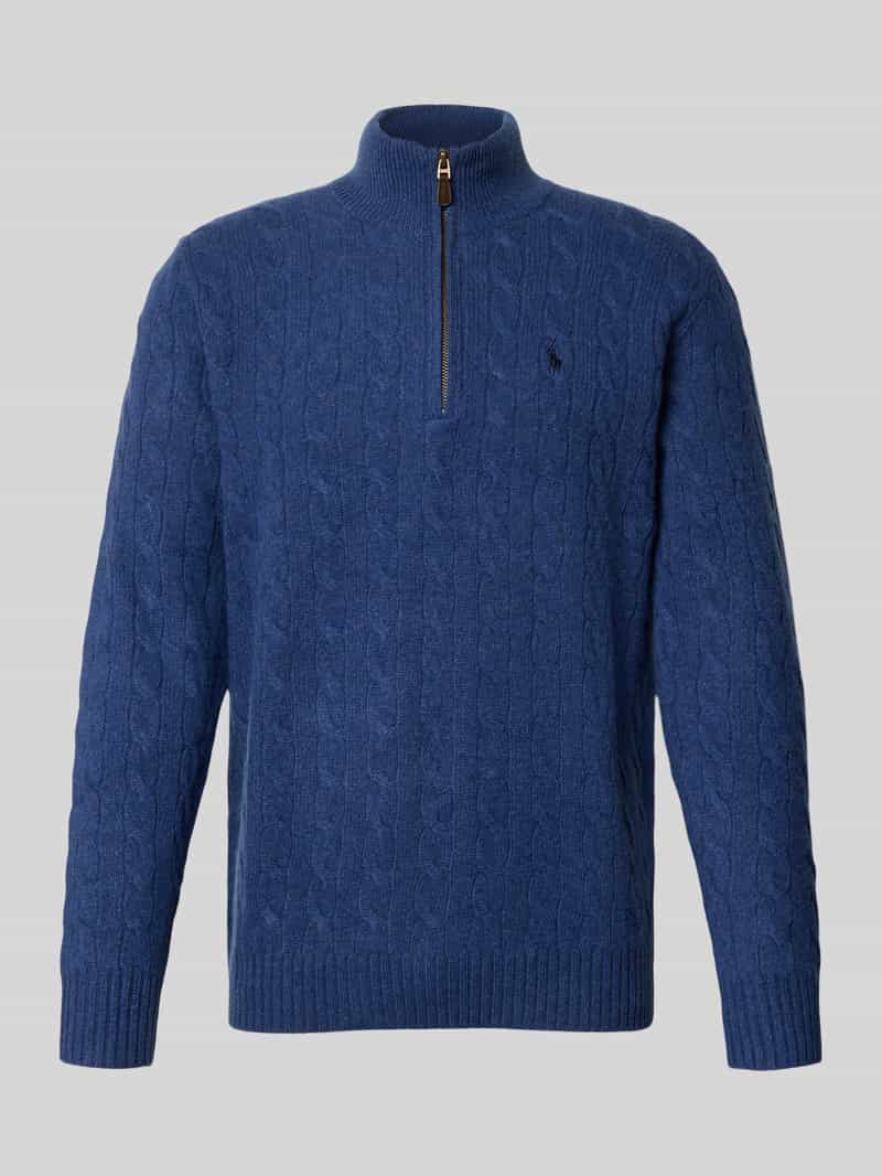 Polo Ralph Lauren Gebreide pullover van een mix van katoen en kasjmier met opstaande kraag