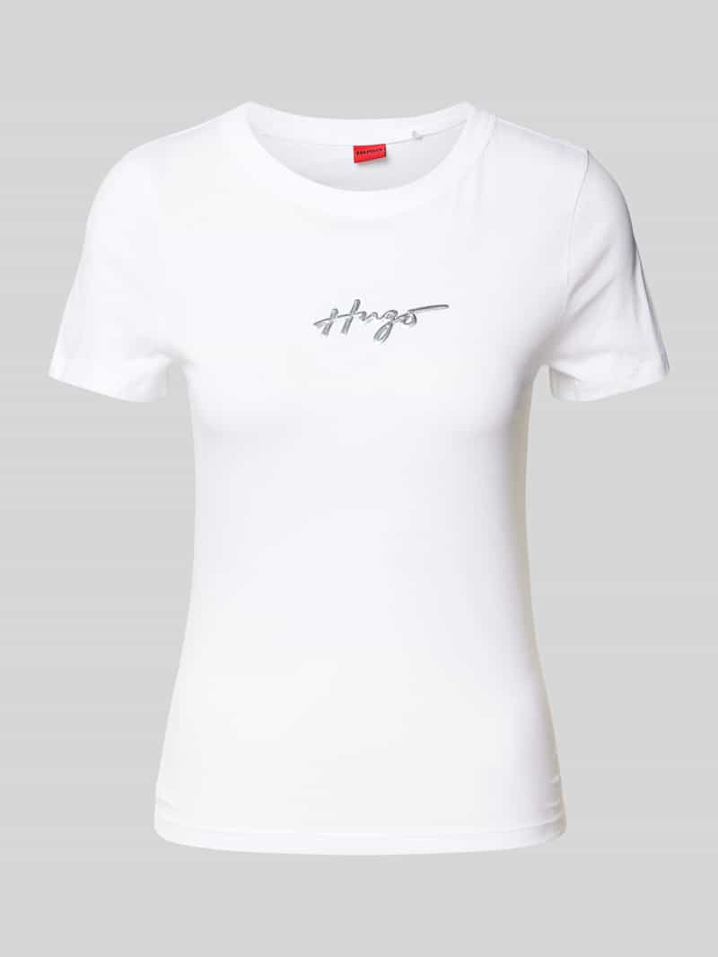 HUGO T-shirt met labeldetail