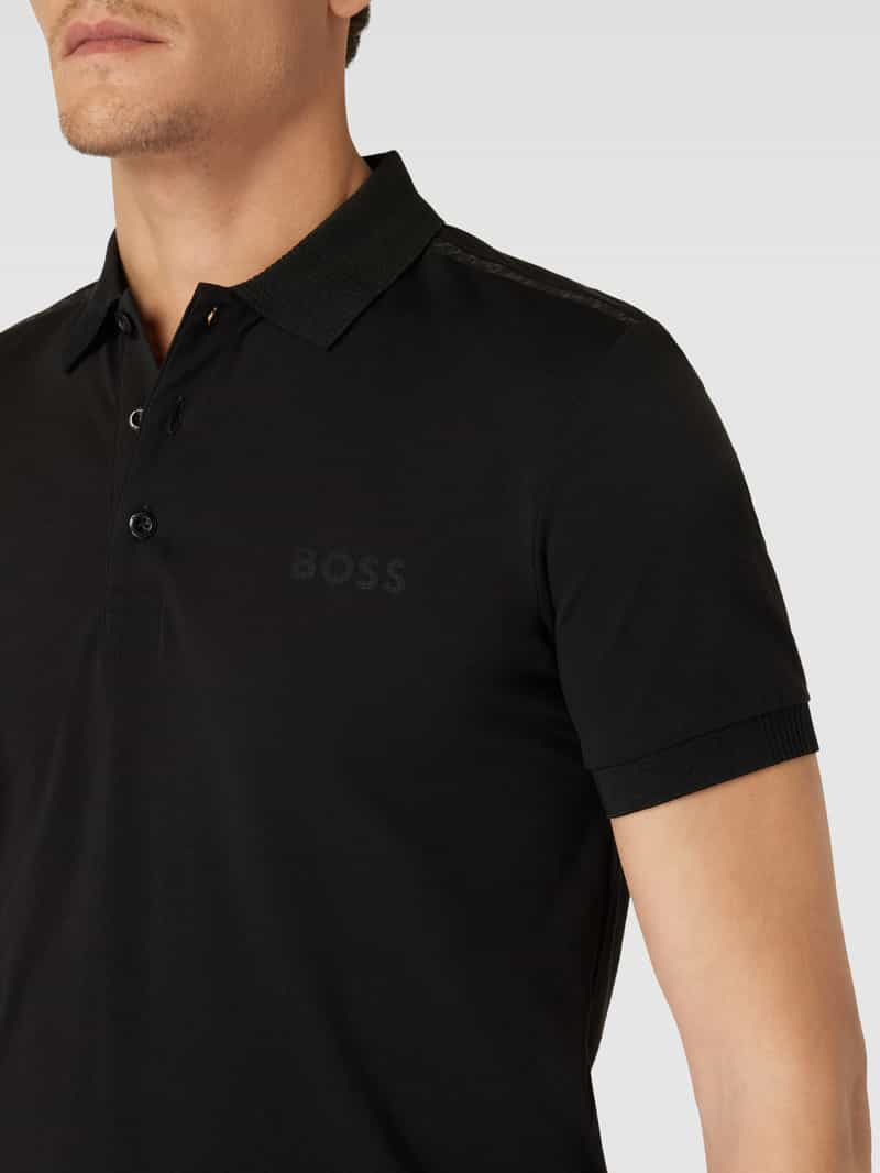 BOSS Green Poloshirt met labelprint model 'Paule Mirror'