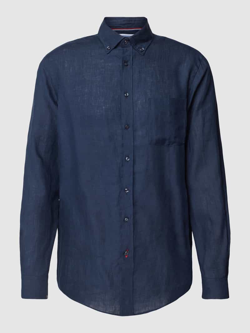 Christian Berg Men Regular fit linnen overhemd met button-downkraag