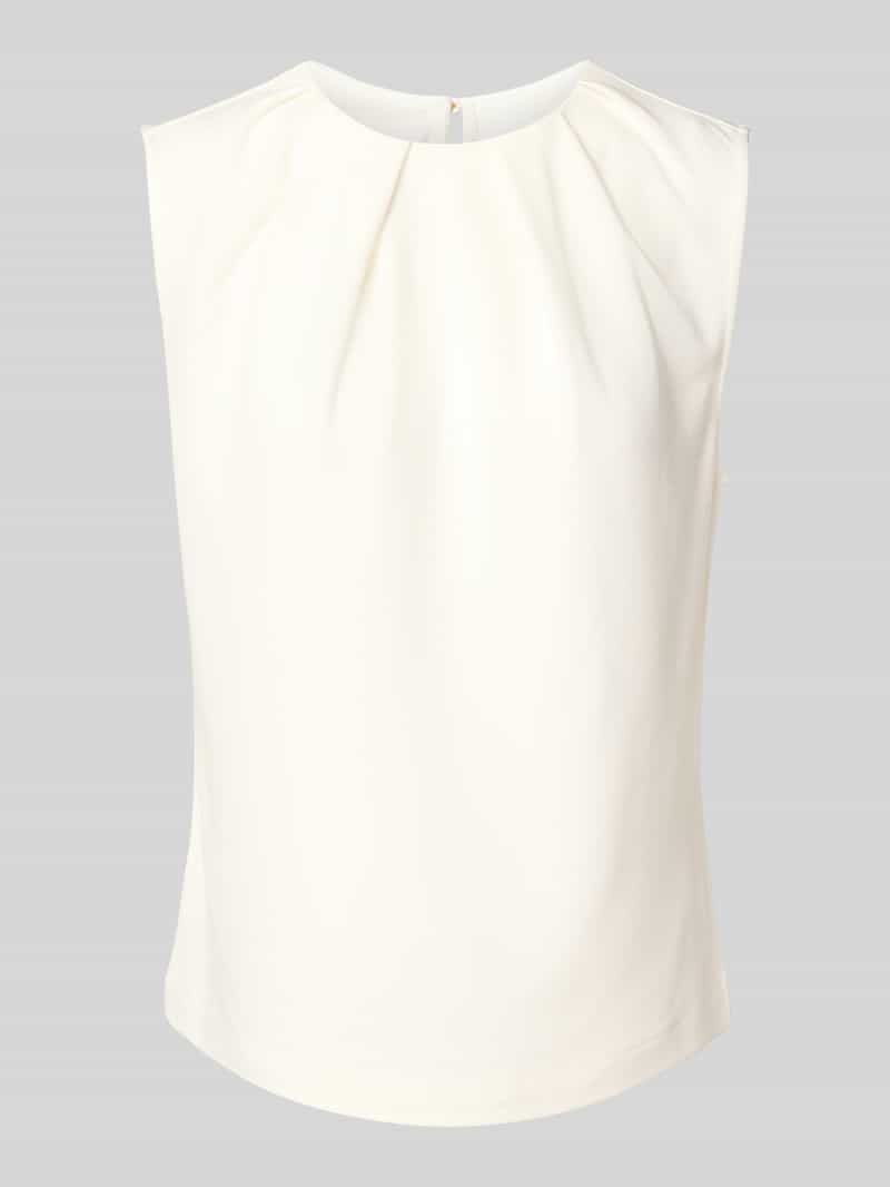 s.Oliver BLACK LABEL Regular fit top van een viscosemix met plooien op de hals