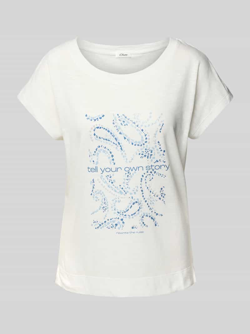 s.Oliver RED LABEL Relaxed fit T-shirt van een mix van katoen en viscose met artworkprint