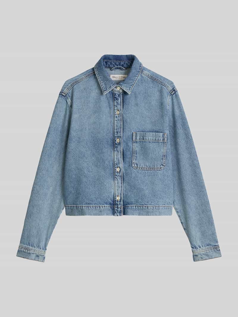 relaxed fit jeansblouse met linnen