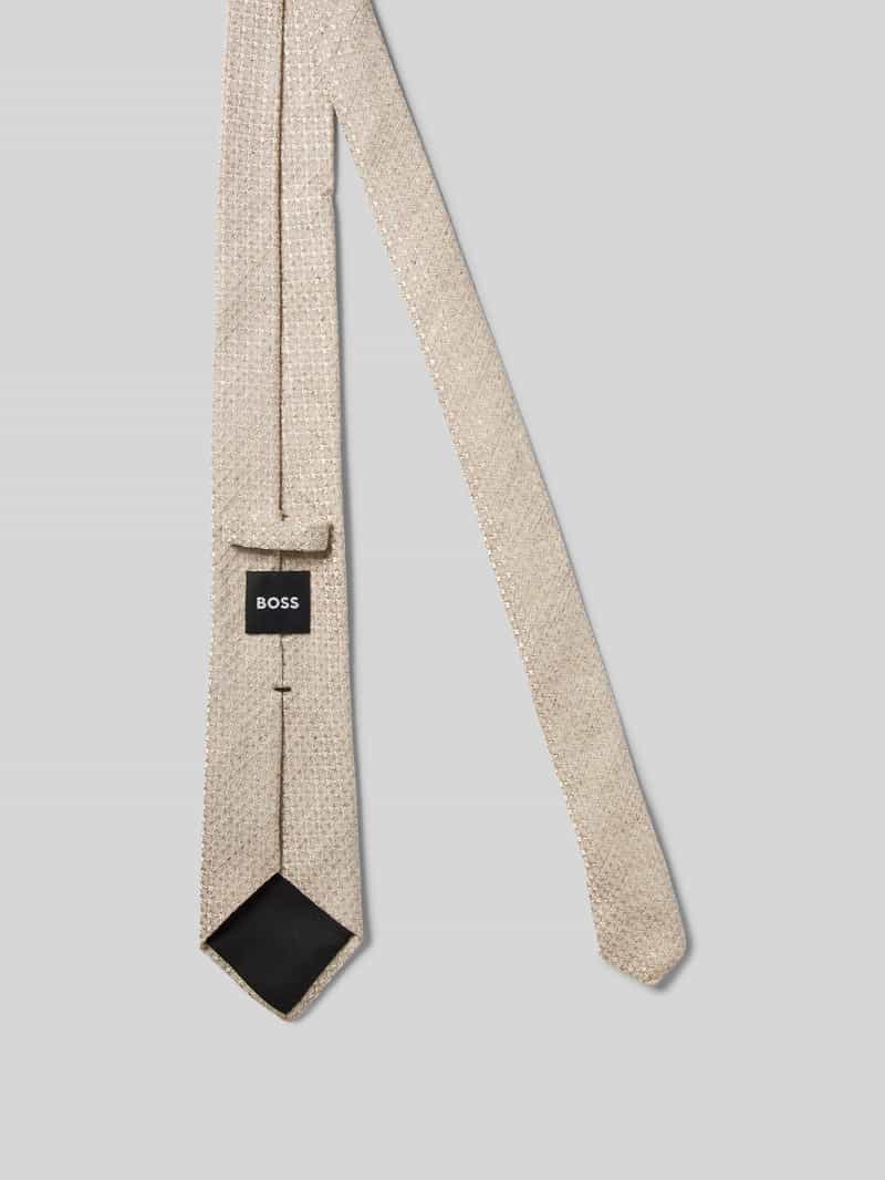 Boss Zijden stropdas met linnen (7 5 cm)