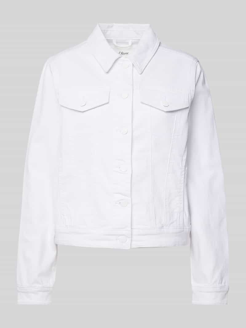 s.Oliver RED LABEL Boxy fit jeansjack van katoenmix met paspelzakken op de borst
