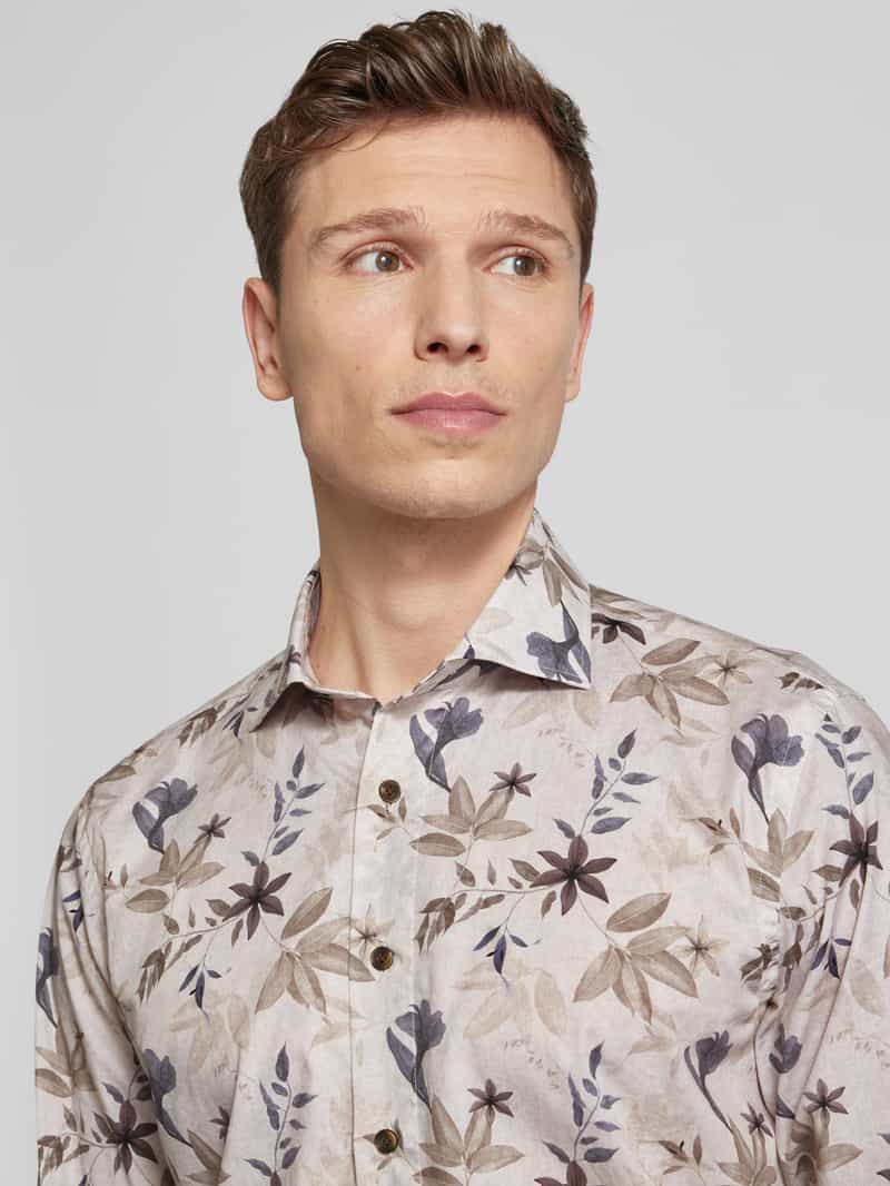 Profuomo Slim fit zakelijk overhemd met haaikraag model 'Cutaway'