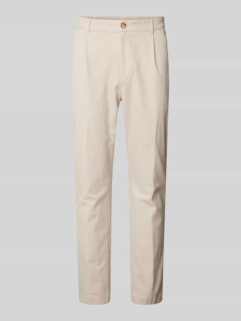 JOOP! Collection Loose fit bandplooibroek met elastische band model 'Lester'
