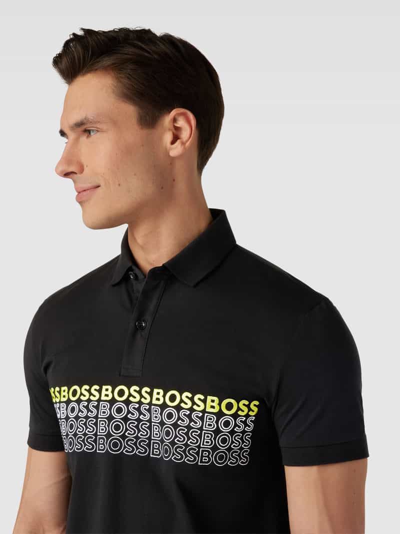 BOSS Green Poloshirt met labelstitching model 'Pavel'