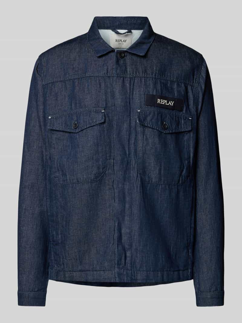 Replay Regular fit jeansoverhemd met borstzakken en labeldetail