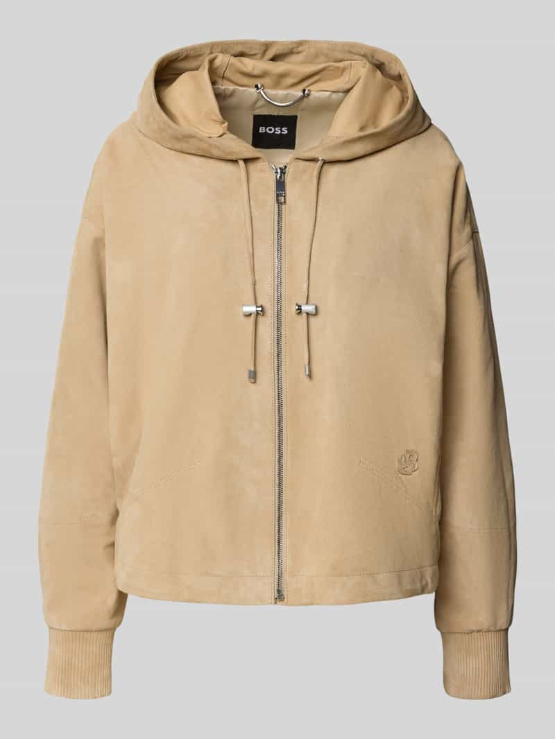 Boss Regular fit leren jack van fijn schapensuède model 'SALASA'