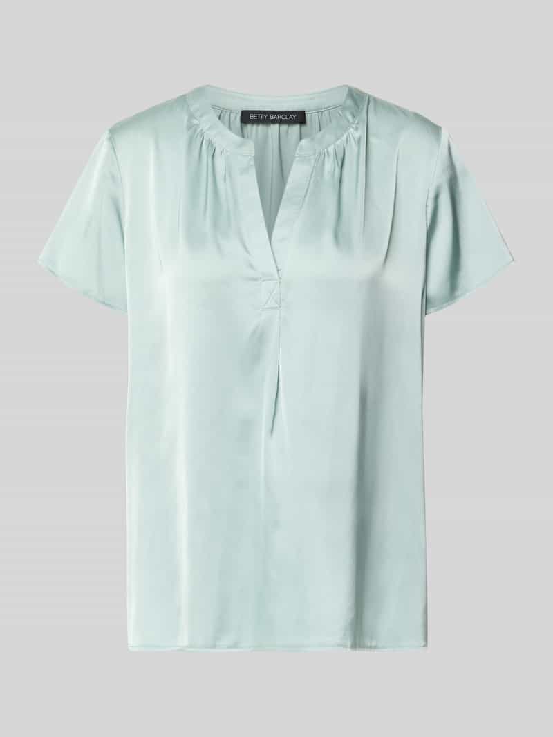 Blouseshirt van satijn met V-hals