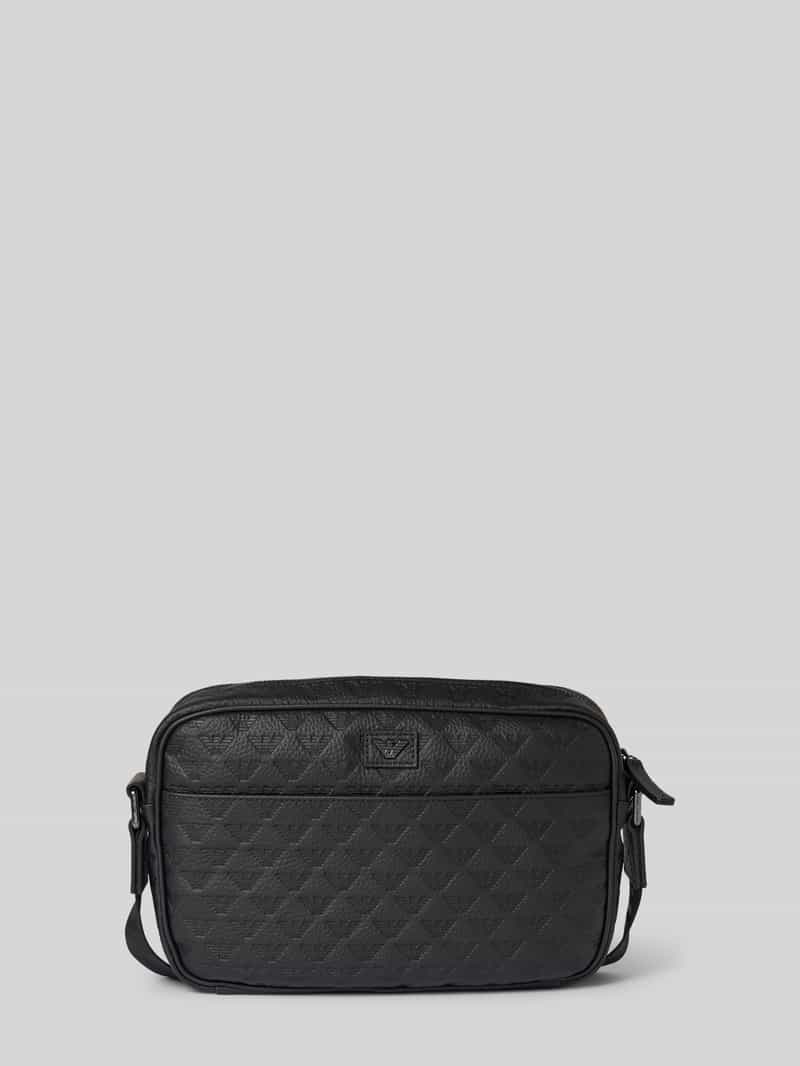 Emporio Armani Leren schoudertas met labelpatch
