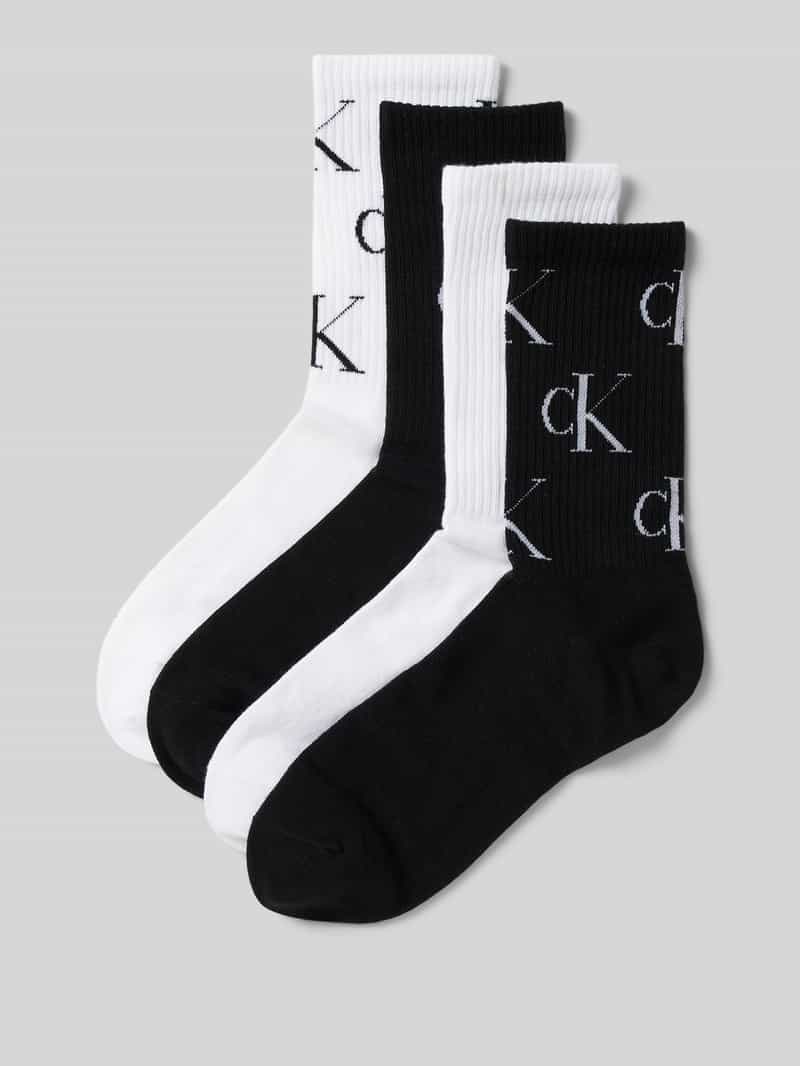 Calvin Klein Jeans Sokken met elastische ribboordjes in een set van 4 paar