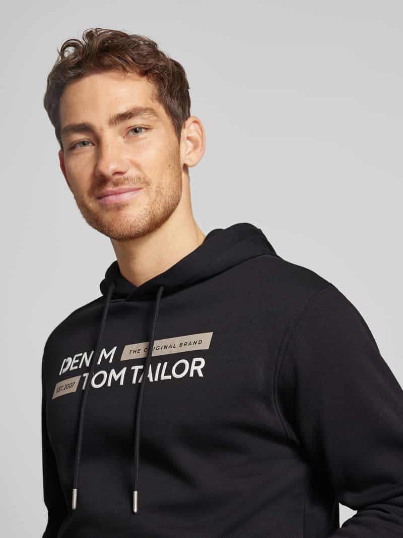 Tom Tailor Denim Regular fit hoodie met katoen en labelprint