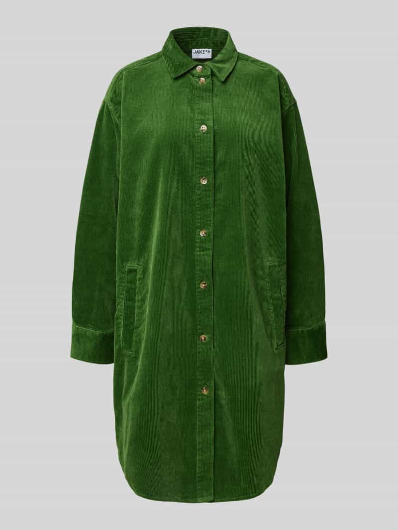 Jake*s Casual Knielange overhemdjurk van corduroy
