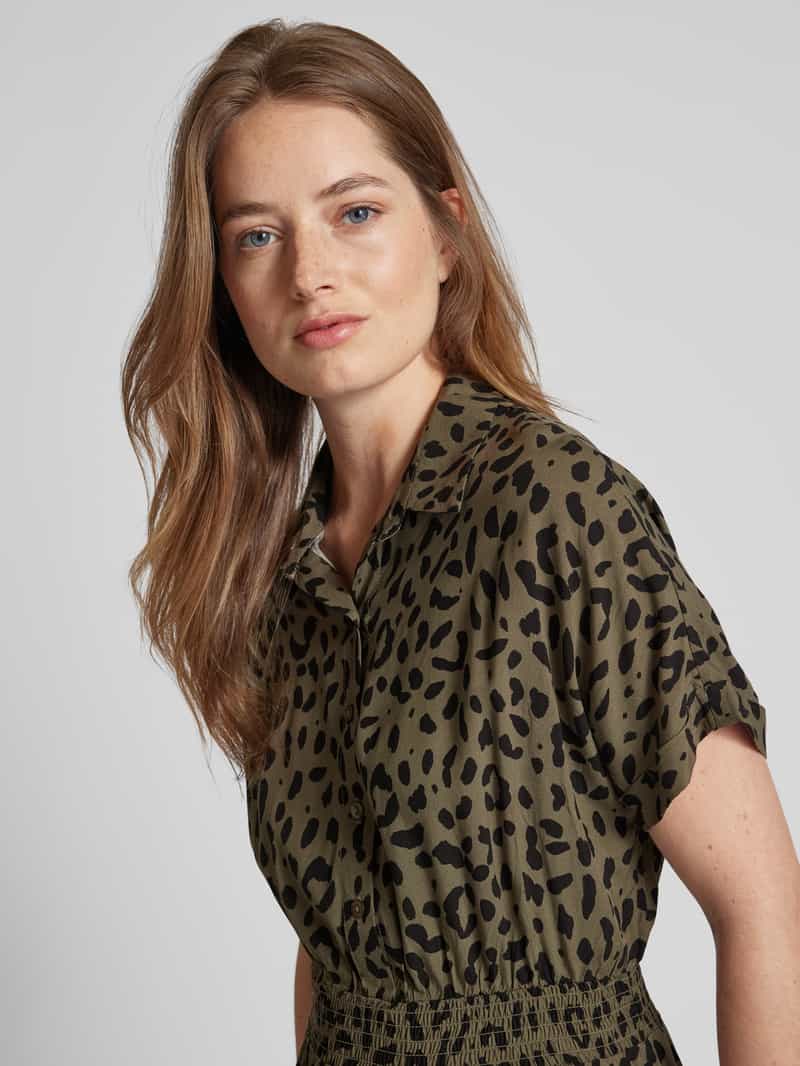 Apricot Knielange jurk van viscose met dierenprint