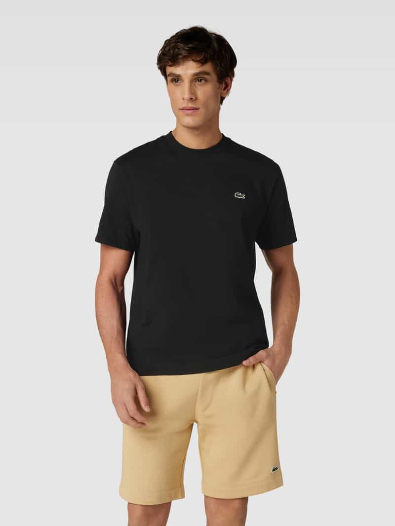 Lacoste T-shirt met logodetail, model 'BASIC ON' zwart, foto 3