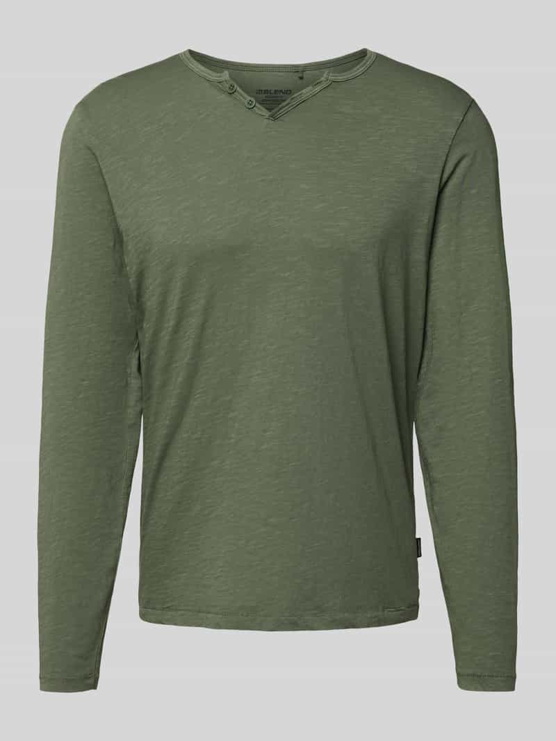 Blend Shirt met lange mouwen en korte knoopsluiting model 'IVALDE'