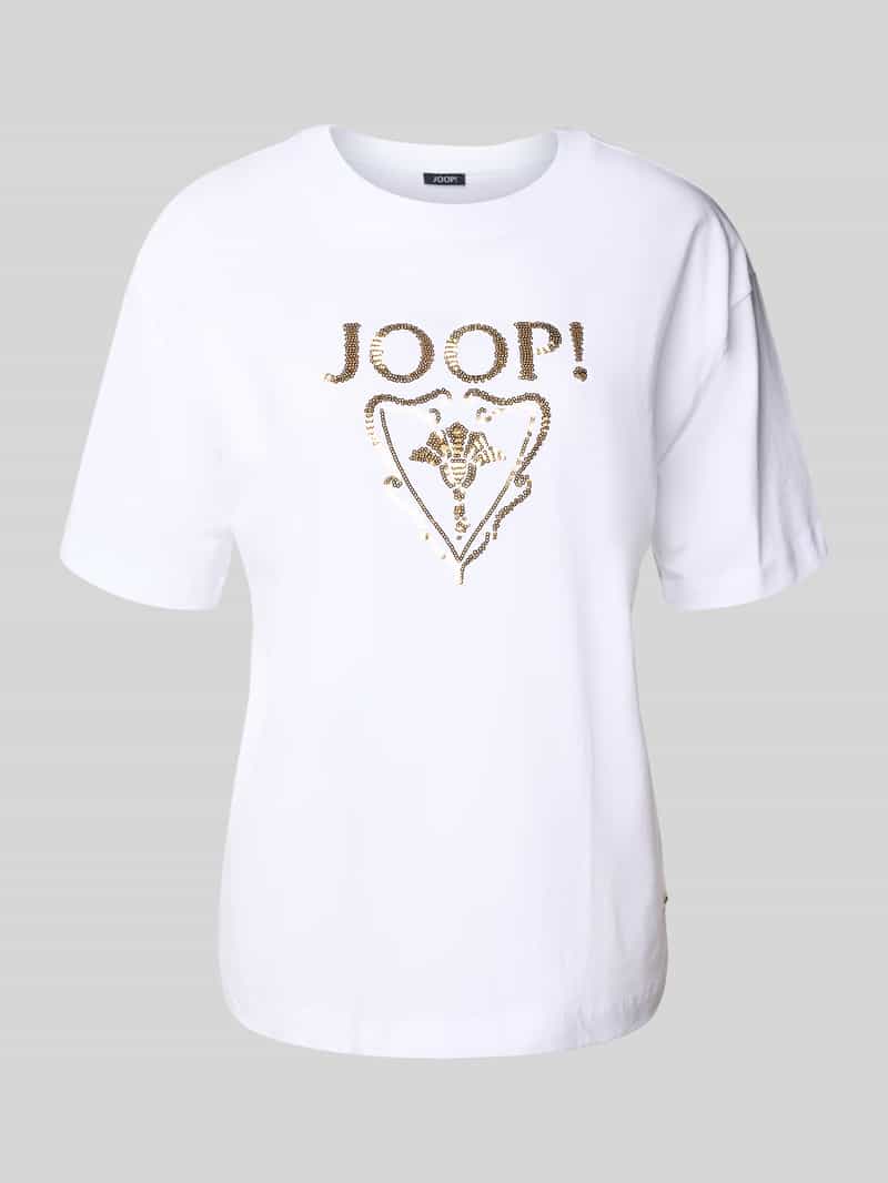 Joop! T-shirt met labelpailletjes model 'TOMMA'