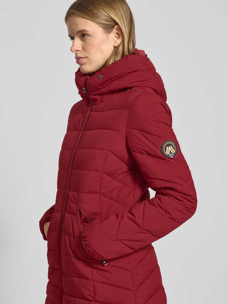 Superdry Regular fit gewatteerde lange jas met imitatiebont model 'Fuji'