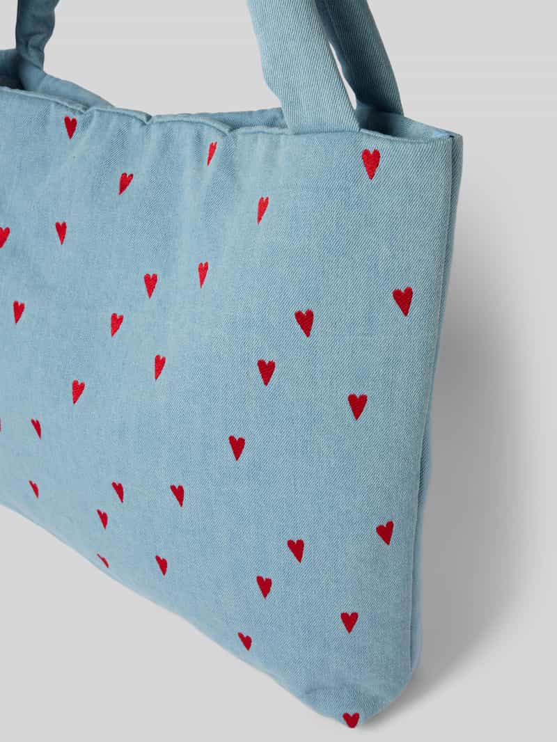 STUDIO NOOS Shopper met stitchings model 'Denim Hearts'