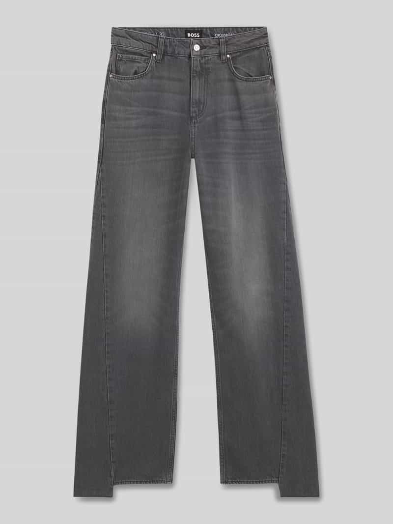 Boss Wide leg boyfriend jeans van een mix van katoen en lyocell