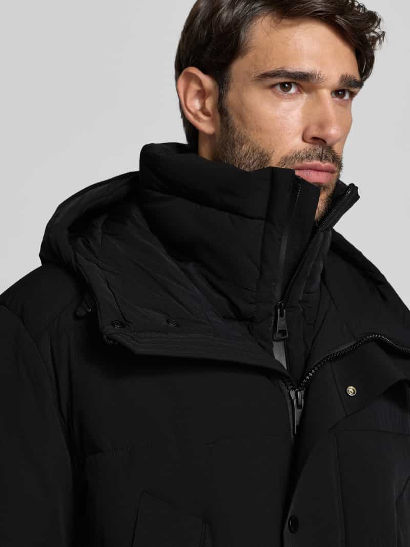 Strellson Regular fit gewatteerde lange jas met logopatch model 'CRASHER'