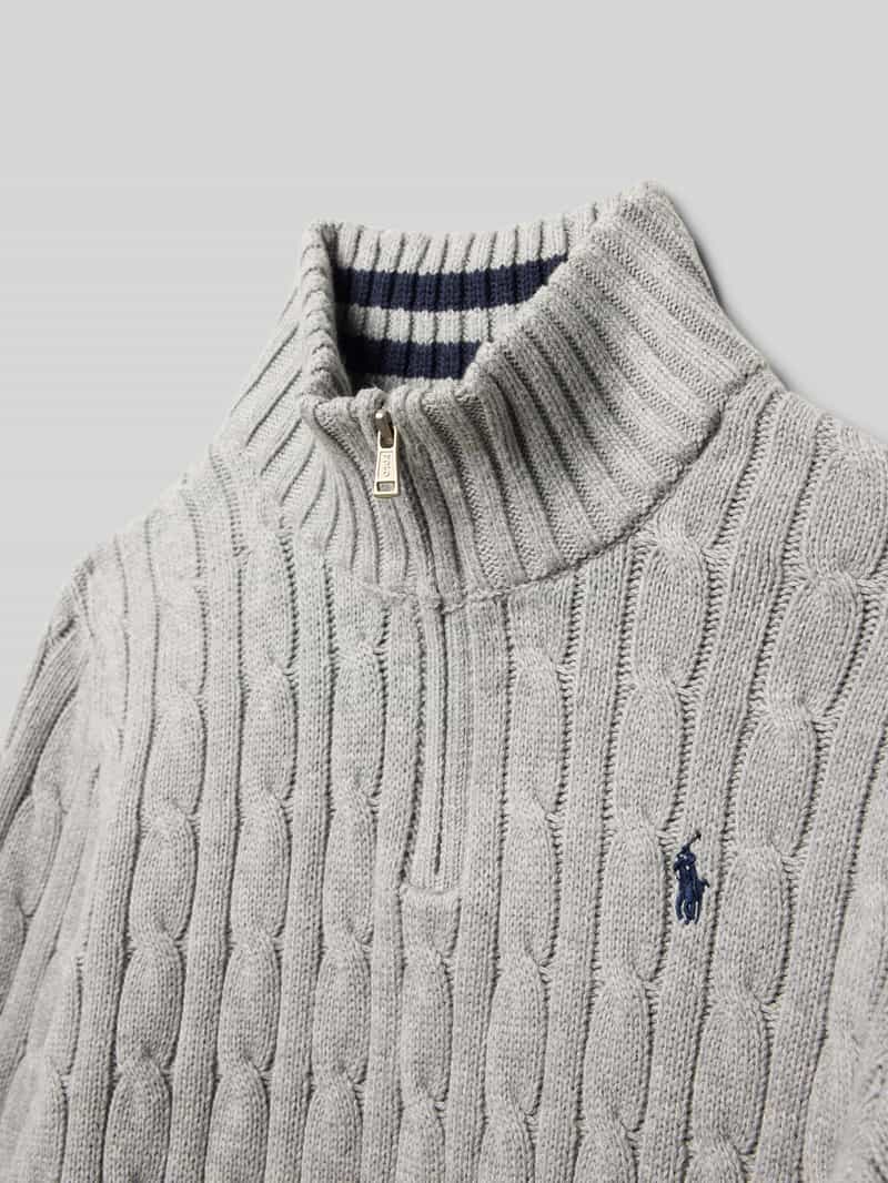 Polo Ralph Lauren Teens Gebreide pulllover met opstaande kraag en ritssluiting