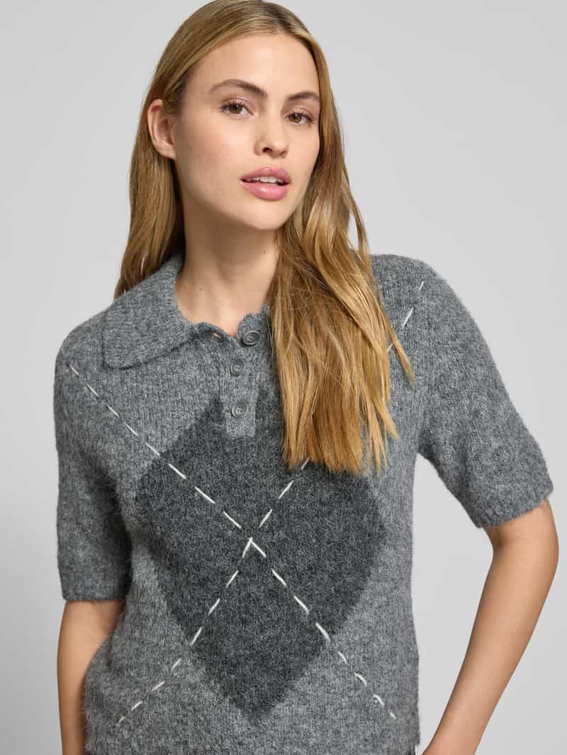 Vero Moda Regular fit gebreid poloshirt met wol model 'BLISS'
