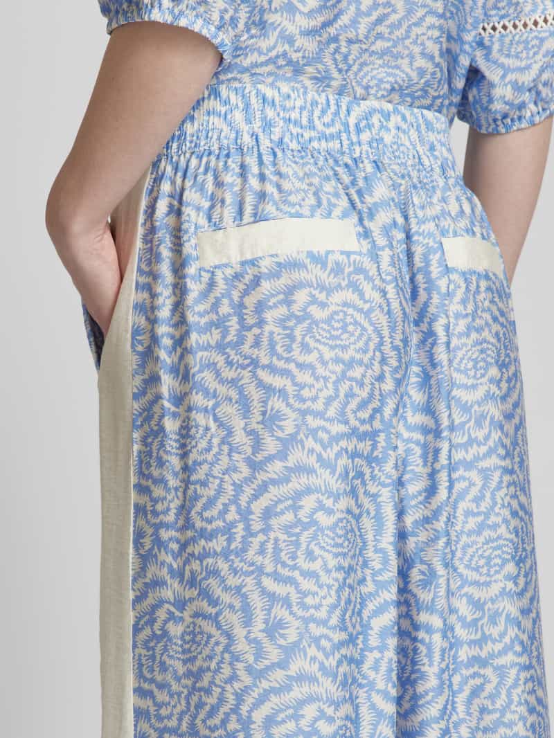 MOS MOSH Wide leg stoffen broek met elastische band model 'CHARBEL SAKU'
