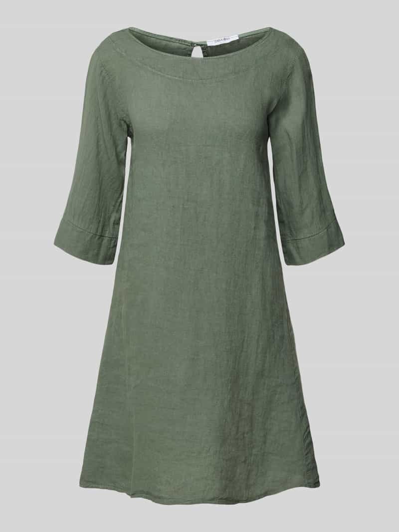 ZABAIONE Knielange linnen jurk met boothals model 'Le44tizia'