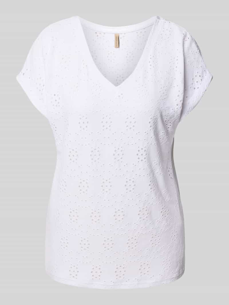 Soyaconcept T-shirt met broderie anglaise model 'INGELA'