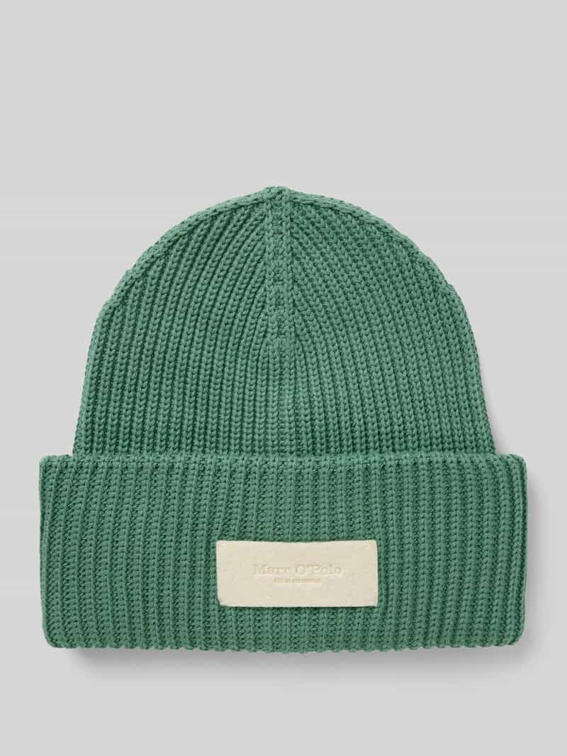 Marc O'Polo Beanie van puur katoen met labelpatch