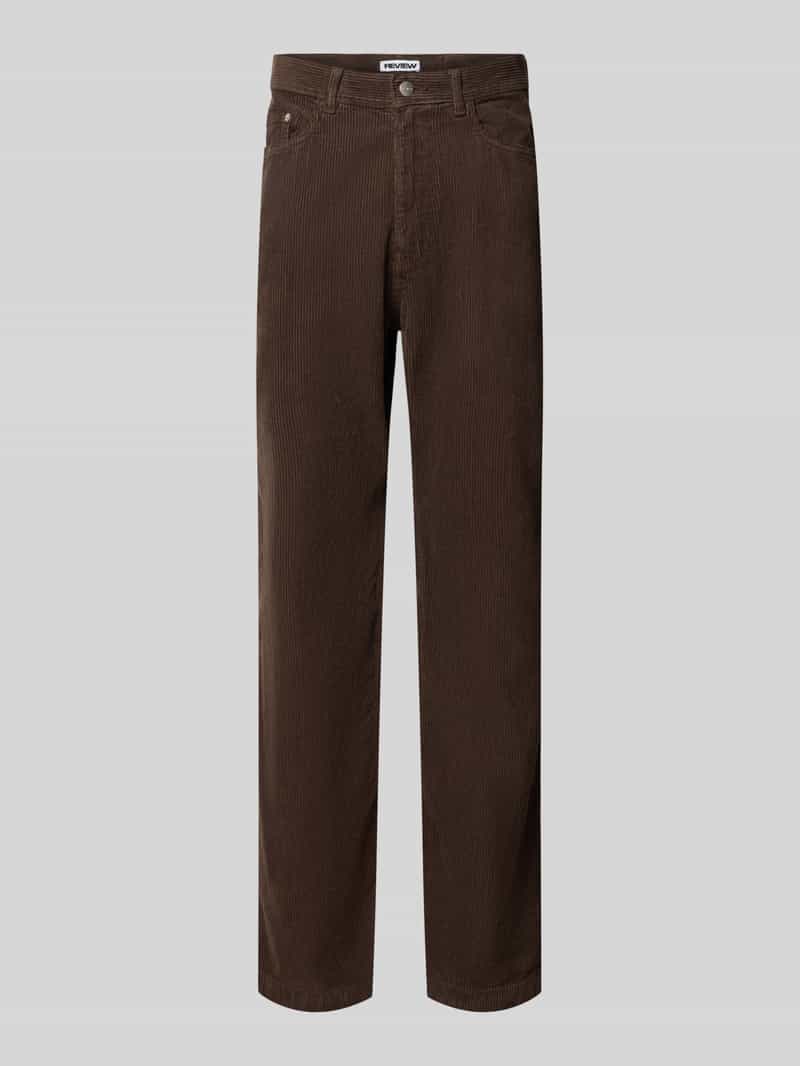 REVIEW straight fit corduroy broek van puur katoen met riemlussen