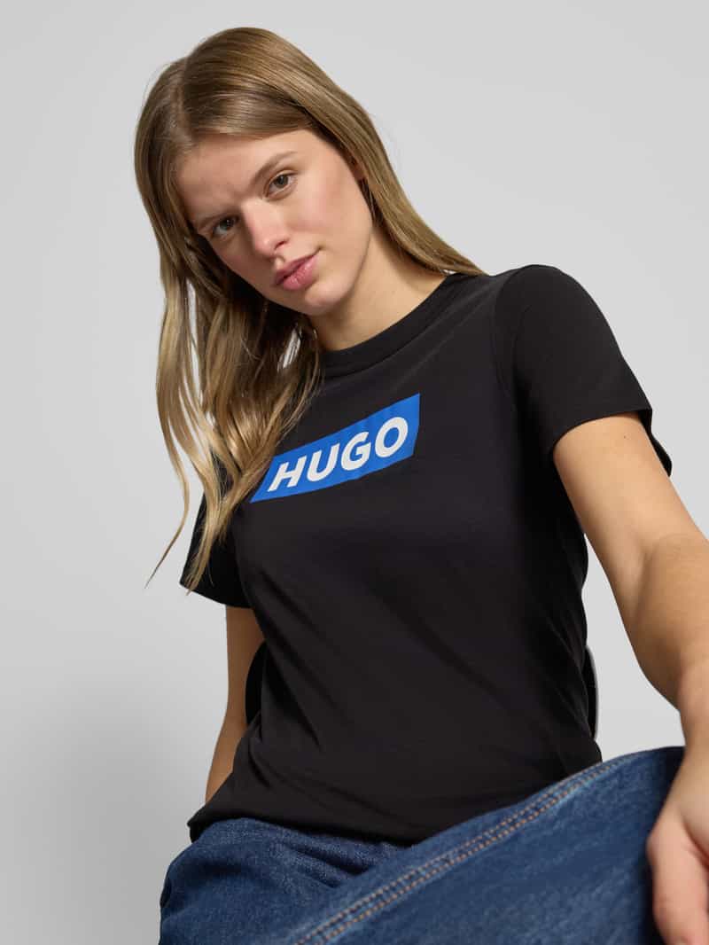 Hugo Blue T-shirt met labelprint
