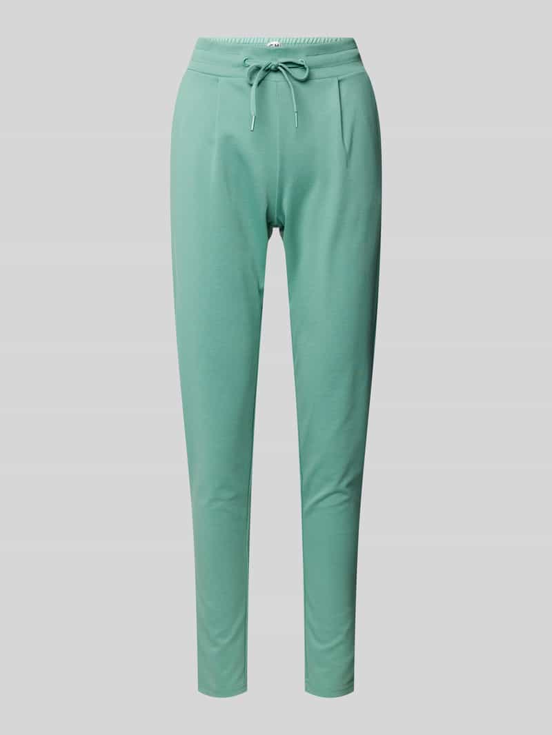 Ichi Slim fit bandplooibroek met elastische band model 'KATE'