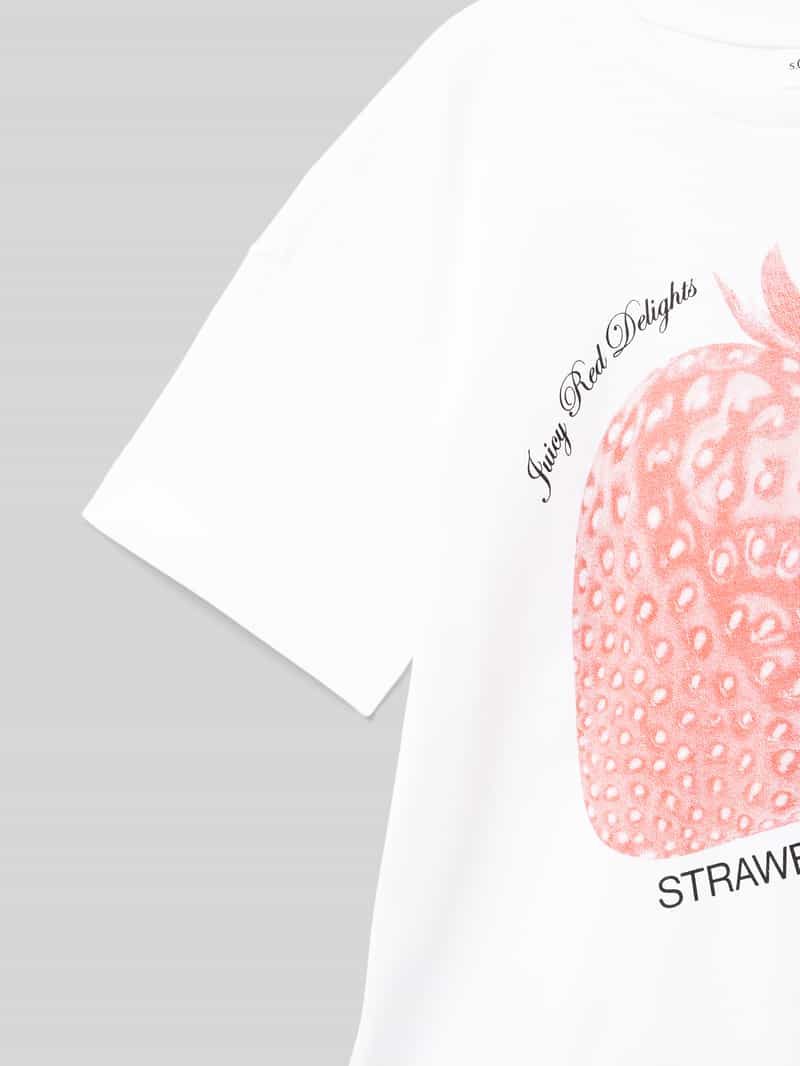 s.Oliver RED LABEL Relaxed fit T-shirt van puur katoen met motief aan de voorkant