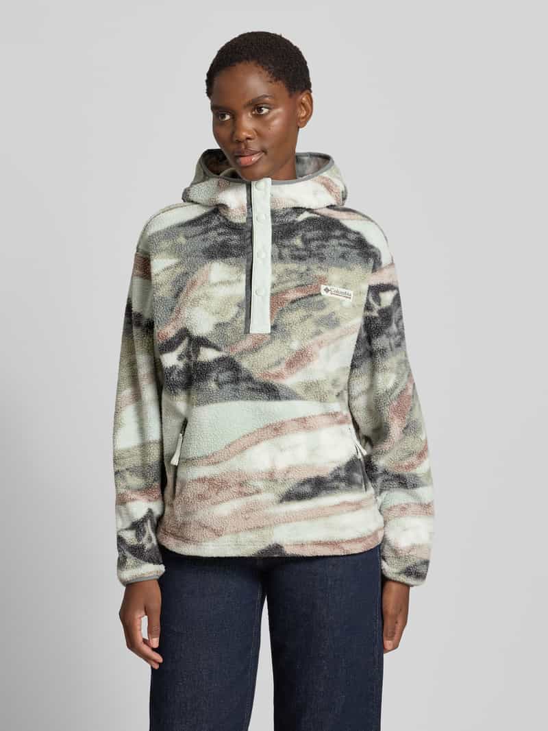 Columbia Hoodie van fleece met labelpatch model 'Helvetia'